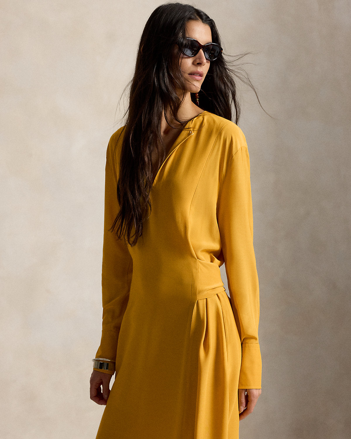 Tie-Front Crepe Dress