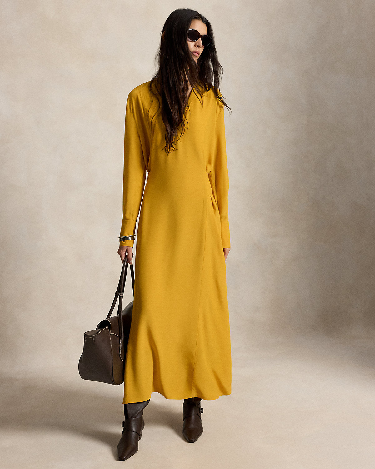 Tie-Front Crepe Dress