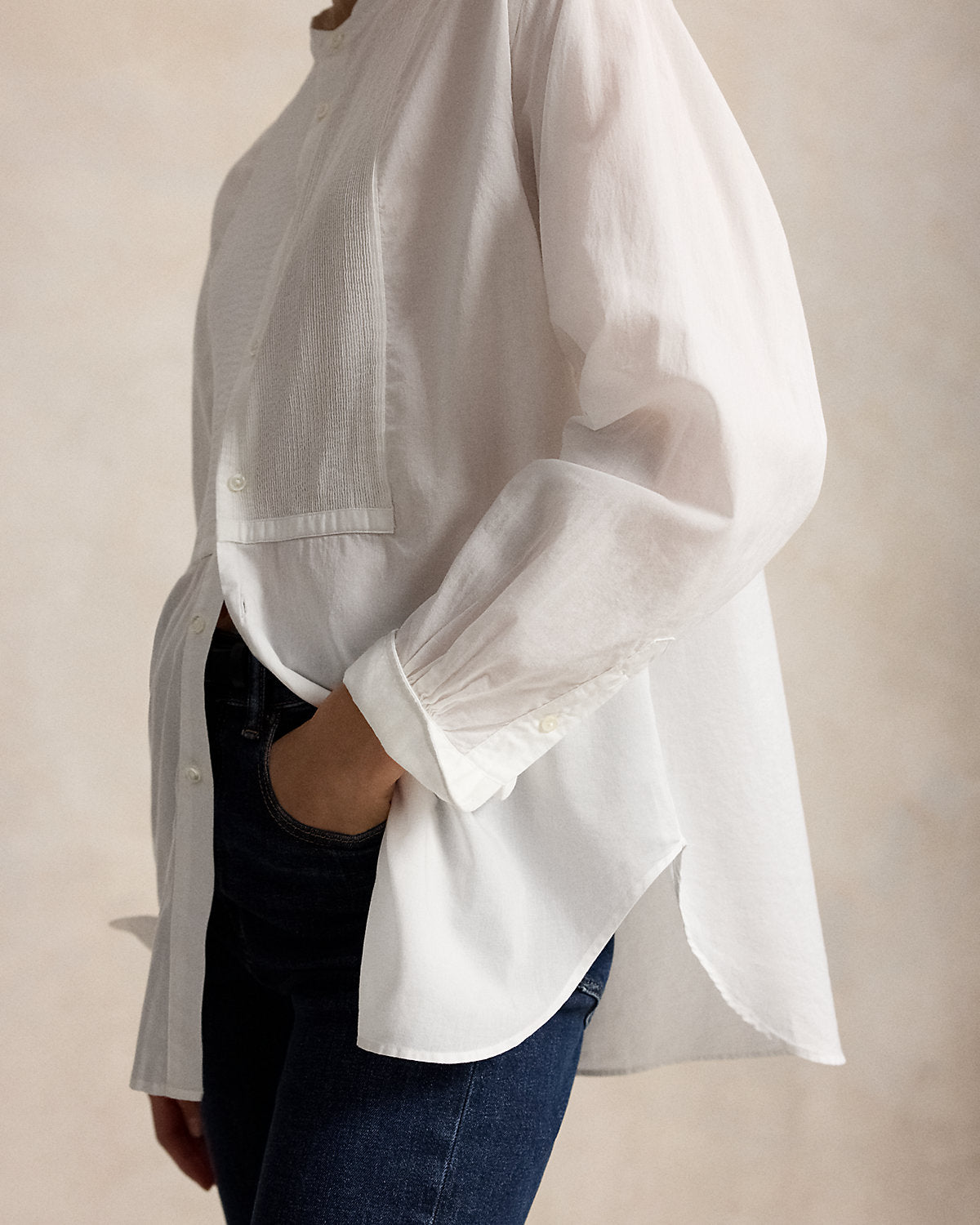 Washed Cotton Tuxedo Shirt