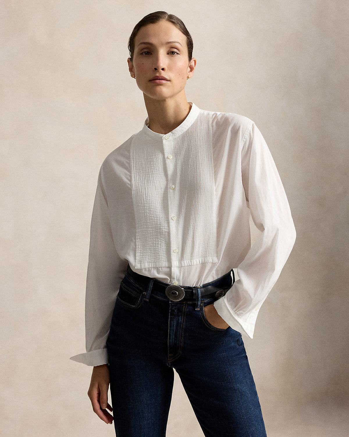 Washed Cotton Tuxedo Shirt