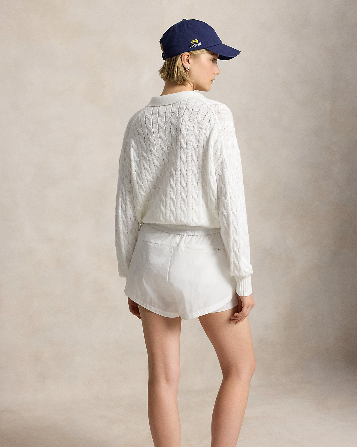 US Open Cable-Knit Polo-Collar Sweater