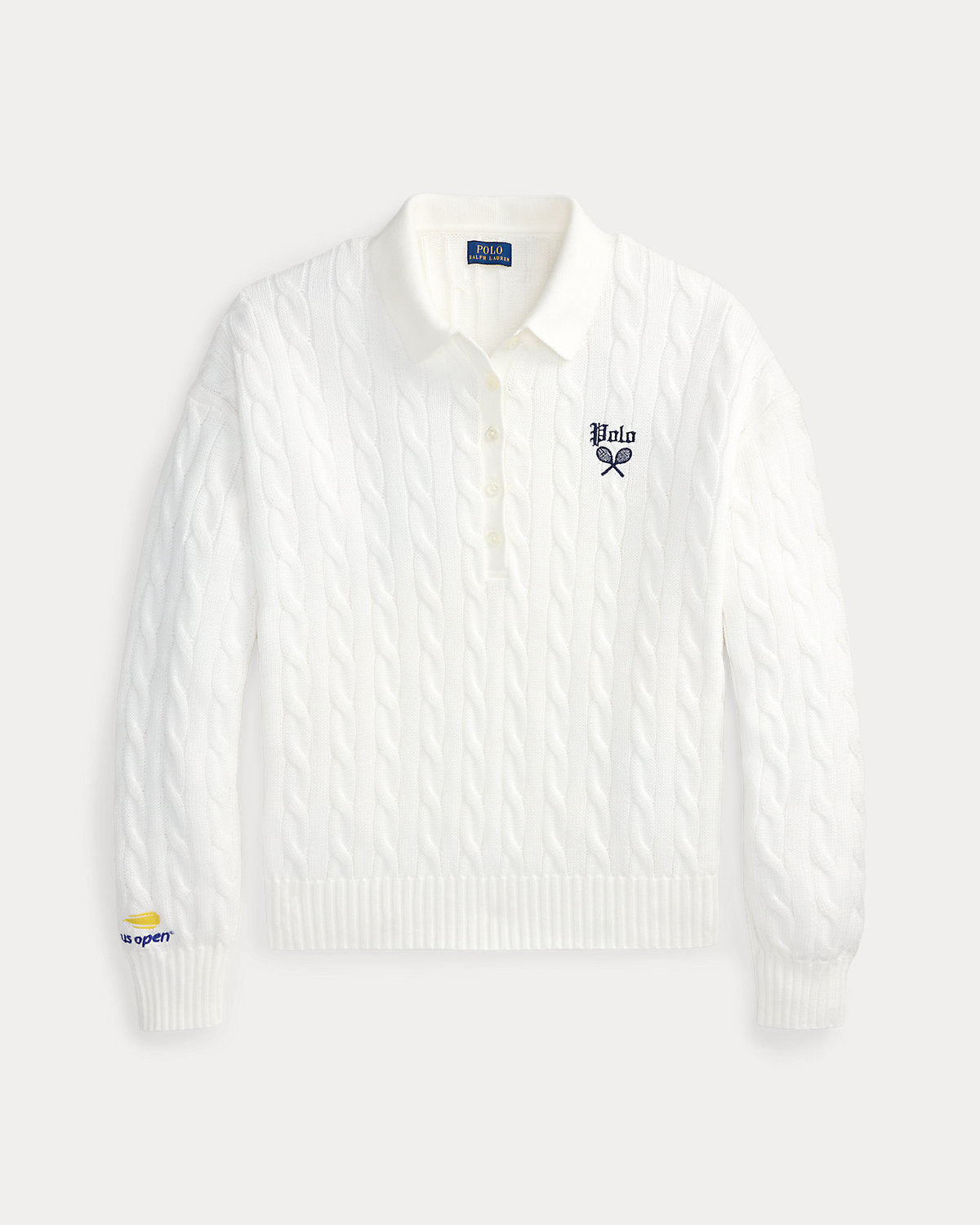 US Open Cable-Knit Polo-Collar Sweater