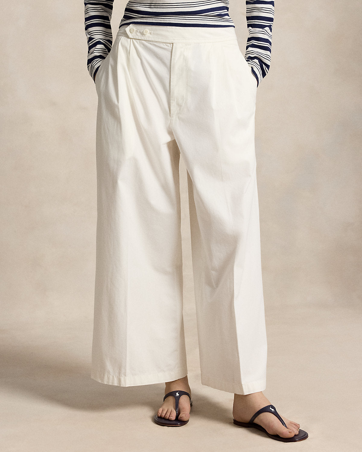Cotton Relaxed Wide-Leg Crop Pant