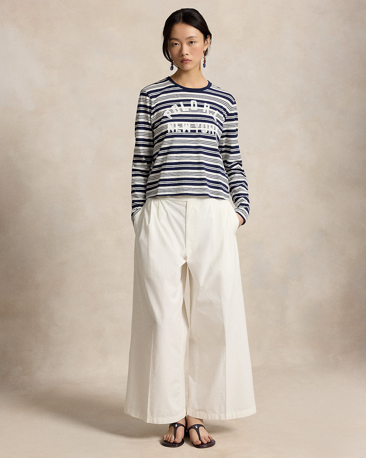 Cotton Relaxed Wide-Leg Crop Pant