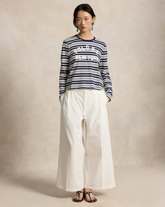 Cotton Relaxed Wide-Leg Crop Pant