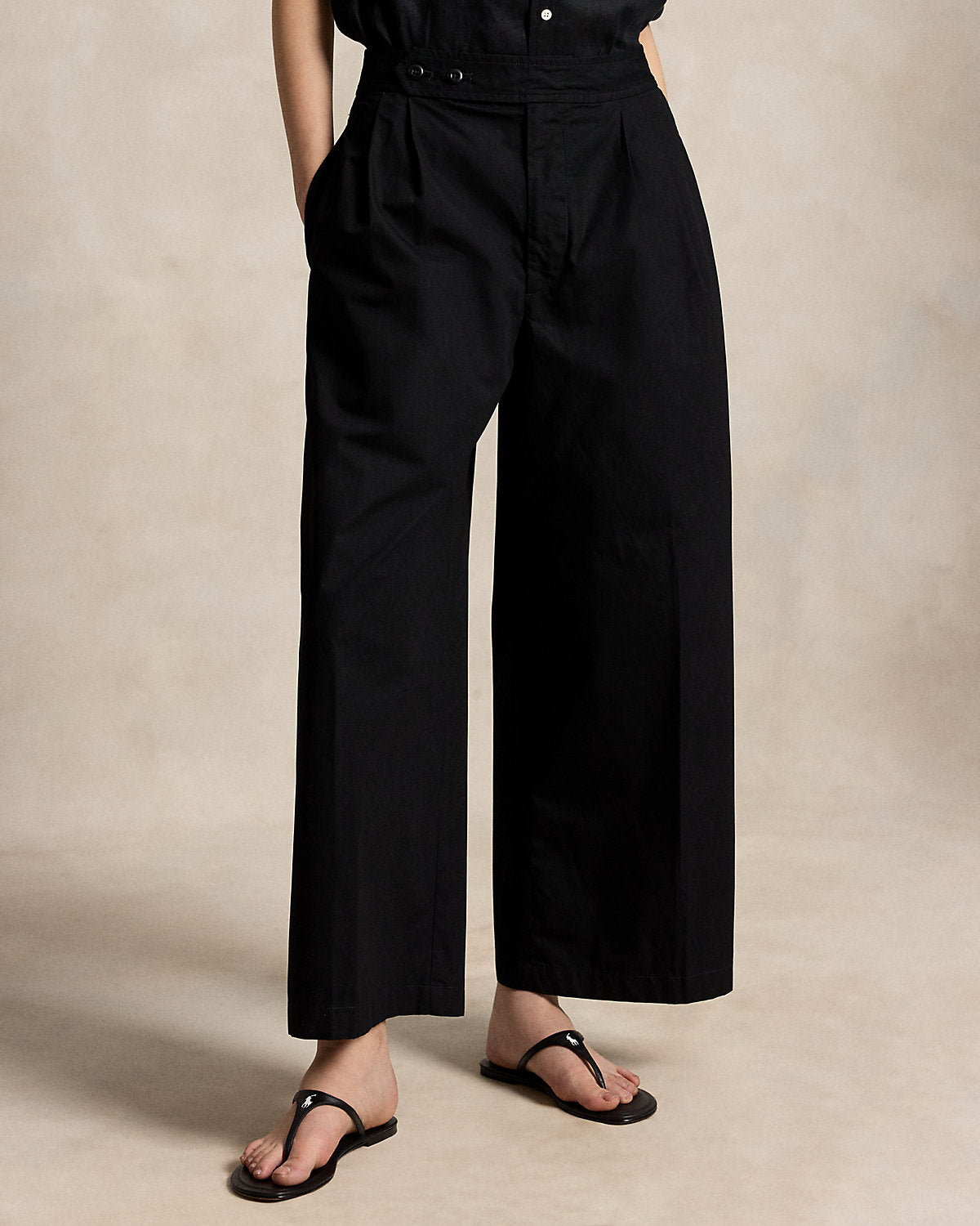 Cotton Relaxed Wide-Leg Crop Pant