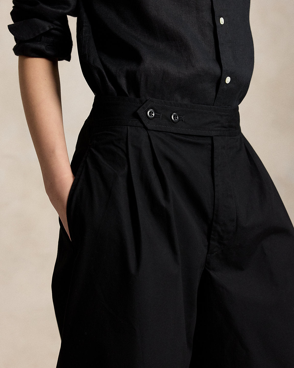 Cotton Relaxed Wide-Leg Crop Pant