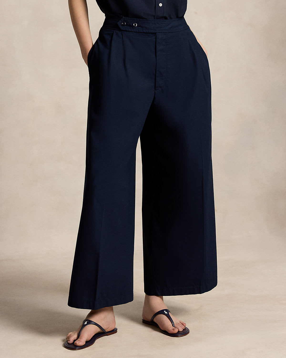 Cotton Relaxed Wide-Leg Crop Pant