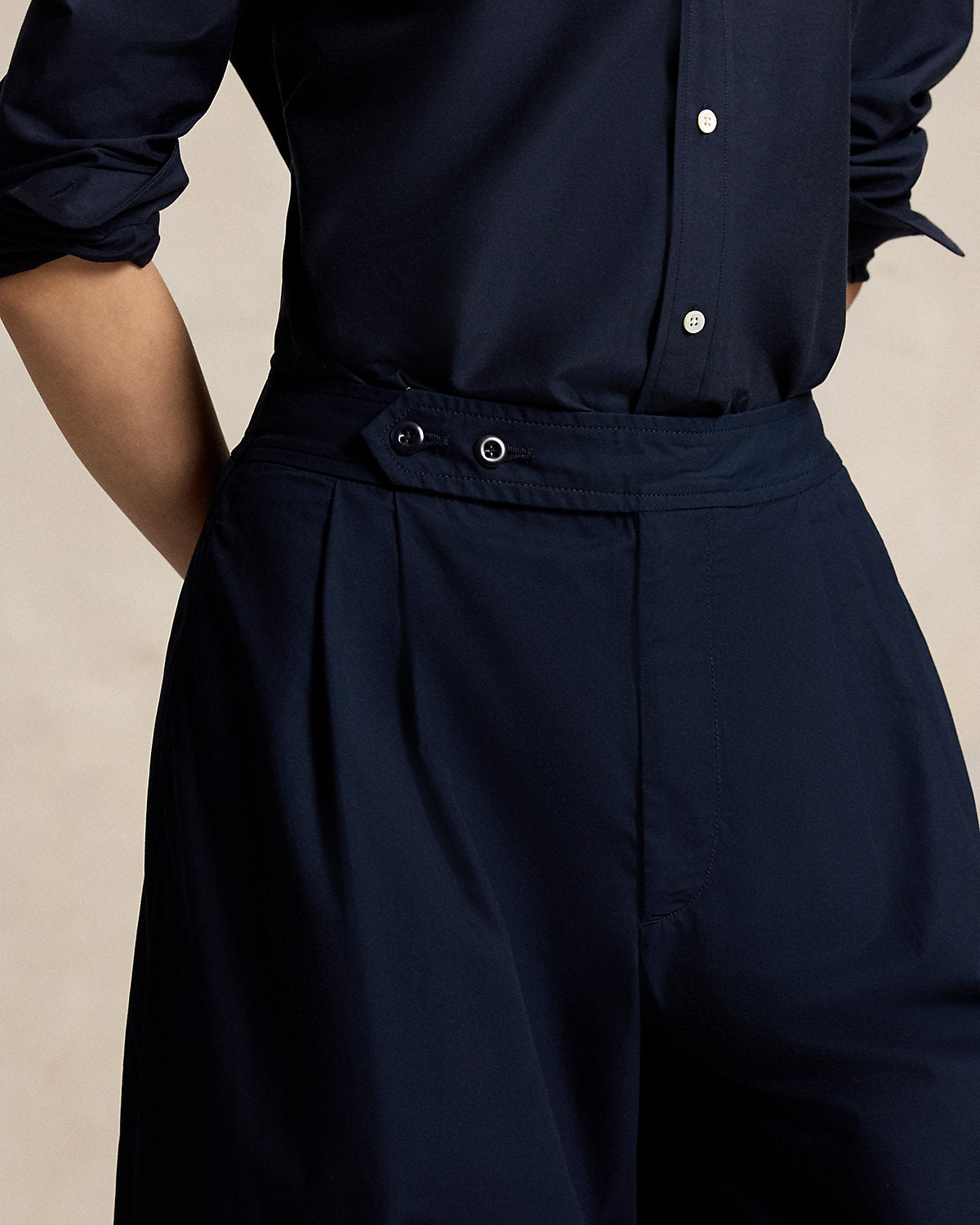 Cotton Relaxed Wide-Leg Crop Pant