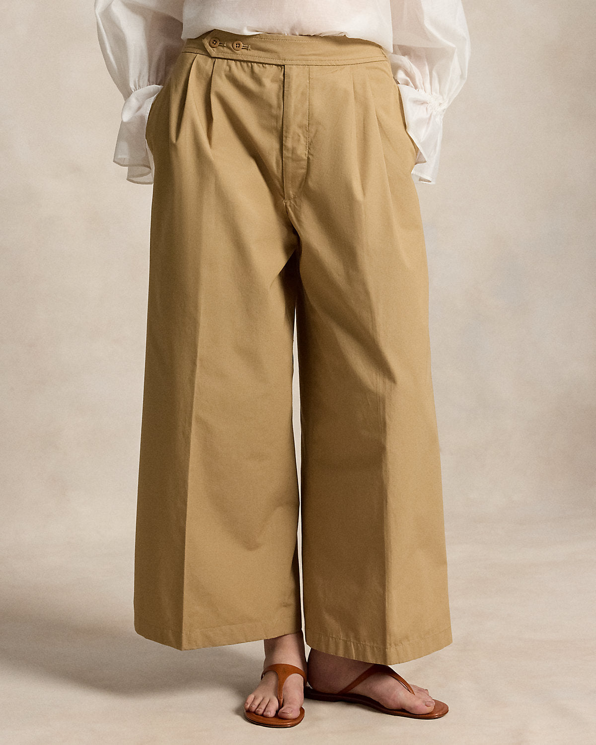 Cotton Relaxed Wide-Leg Crop Pant