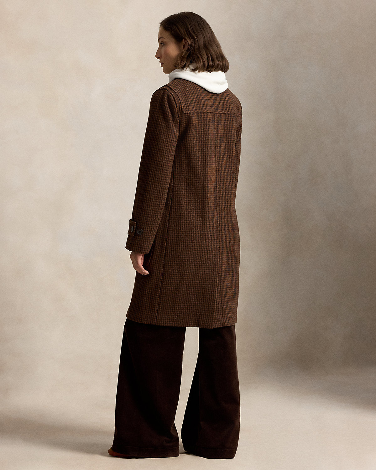 Houndstooth Wool Toggle Coat