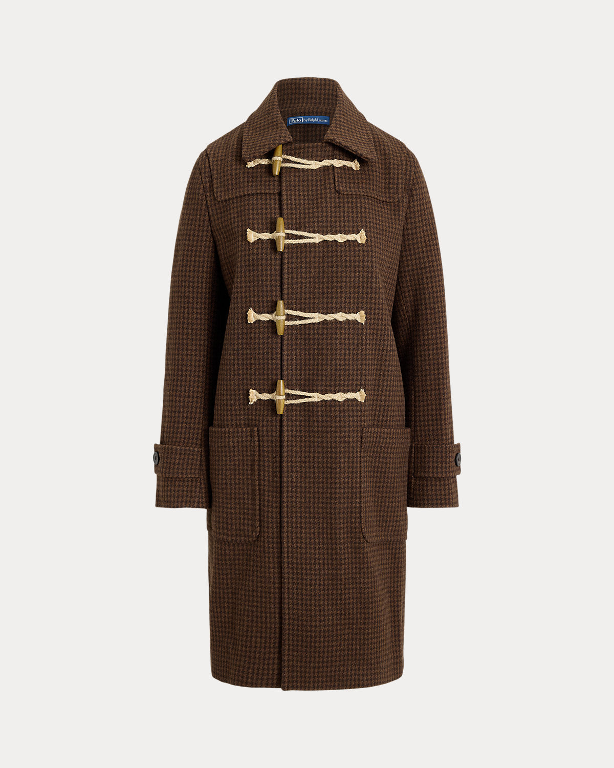 Houndstooth Wool Toggle Coat