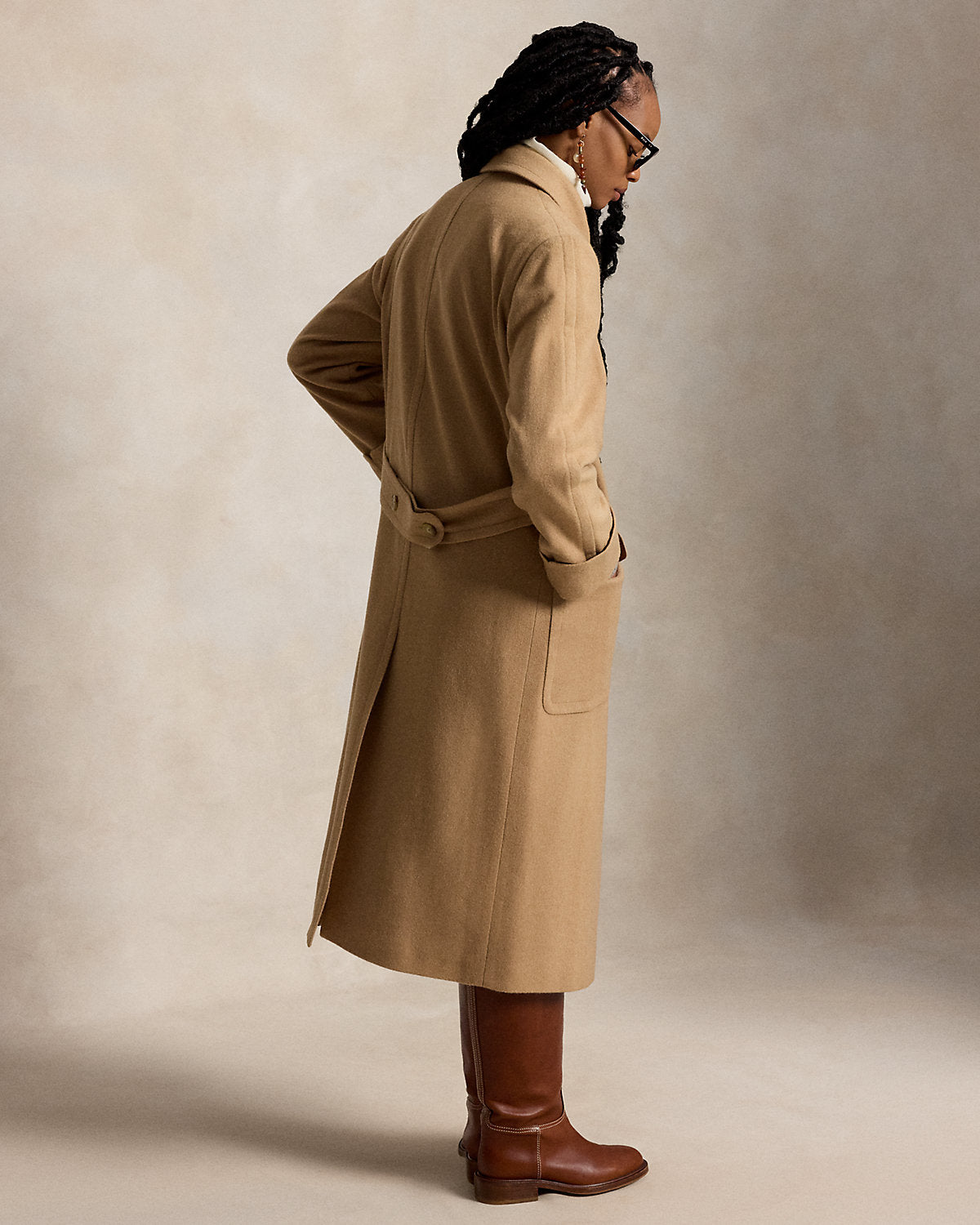 Camel-Hair Long Polo Coat