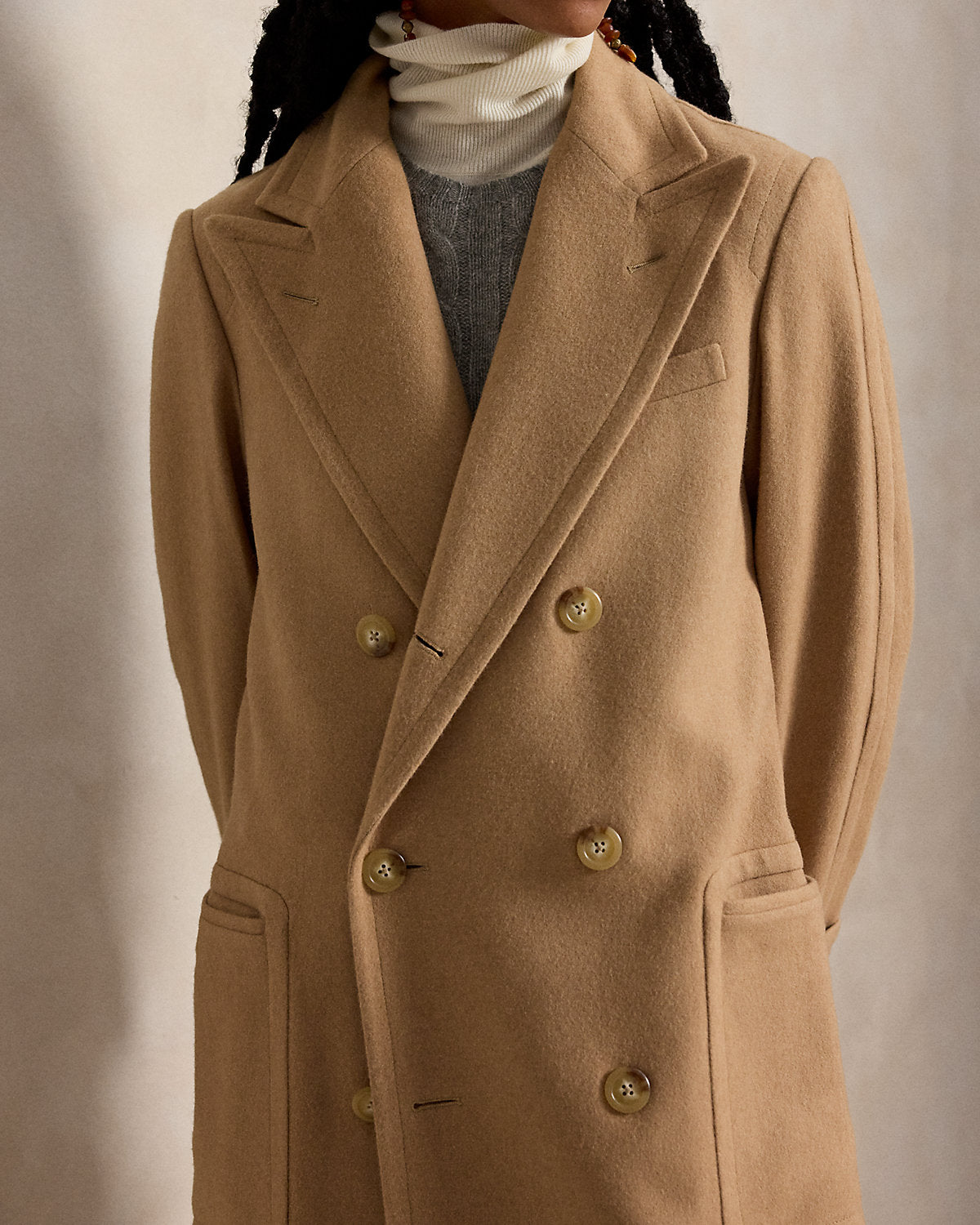 Camel-Hair Long Polo Coat
