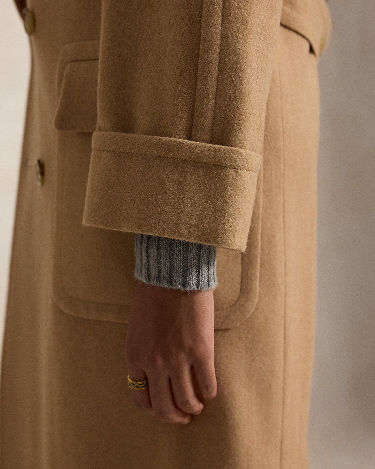 Camel-Hair Long Polo Coat