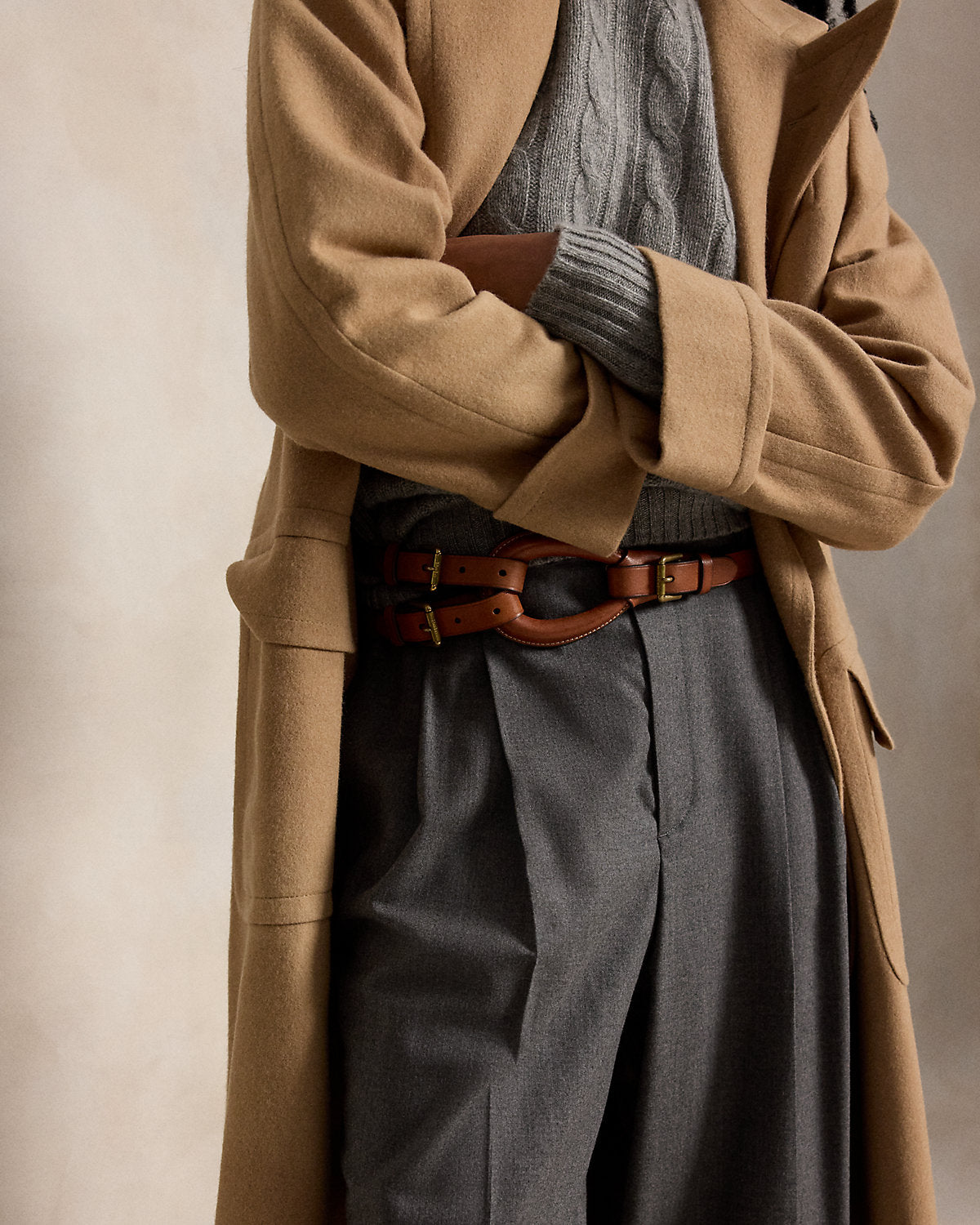 Camel-Hair Long Polo Coat