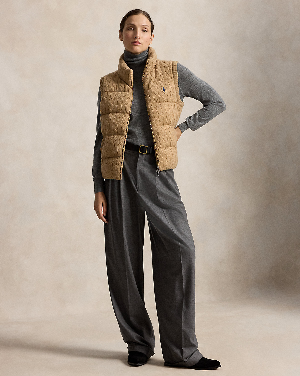 Cable-Knit Wool-Cashmere Zip Vest