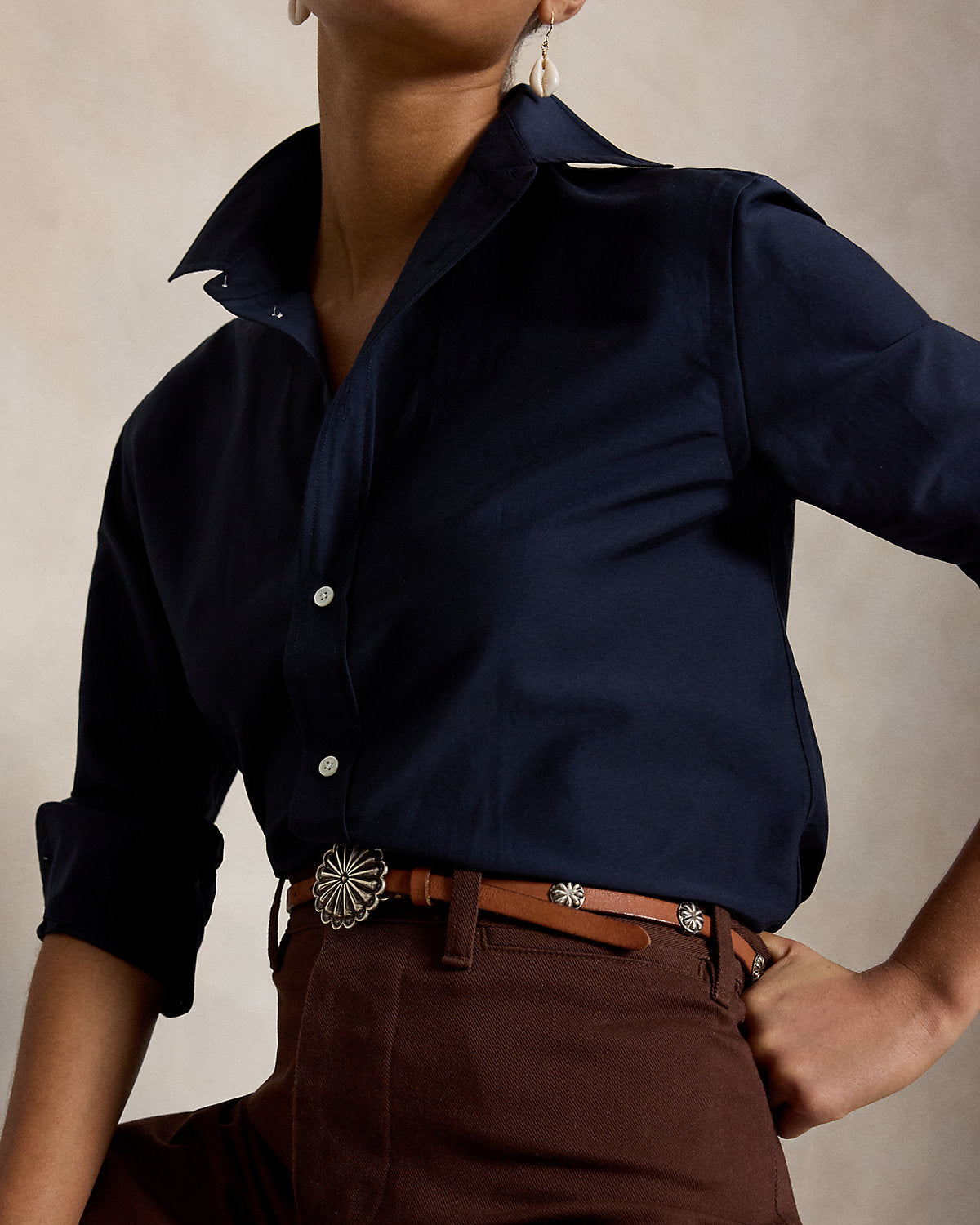 Relaxed Fit Cotton-Silk Shirt