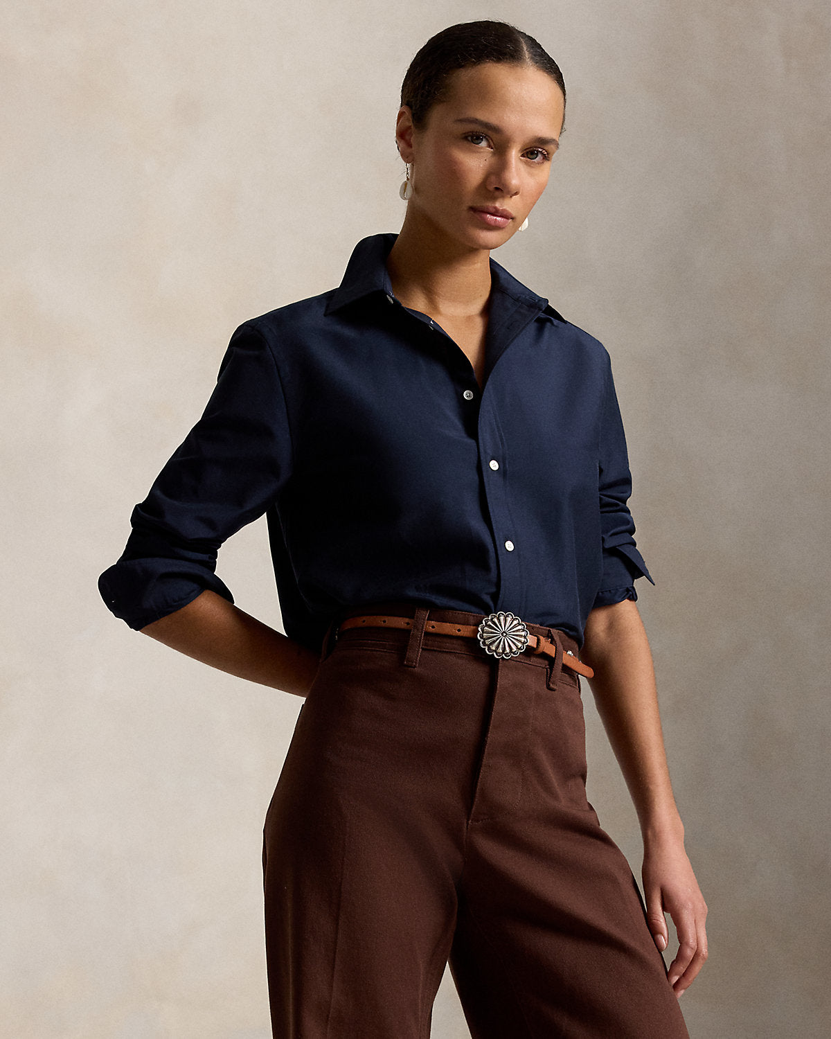 Relaxed Fit Cotton-Silk Shirt