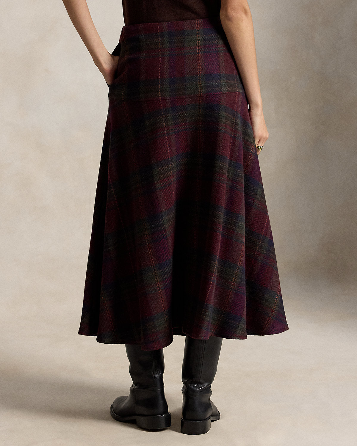 Plaid Tweed Yoke Skirt