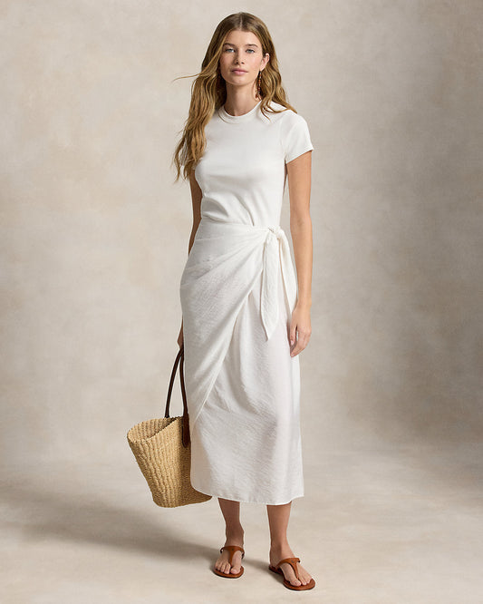 Faux-Wrap Tee Dress
