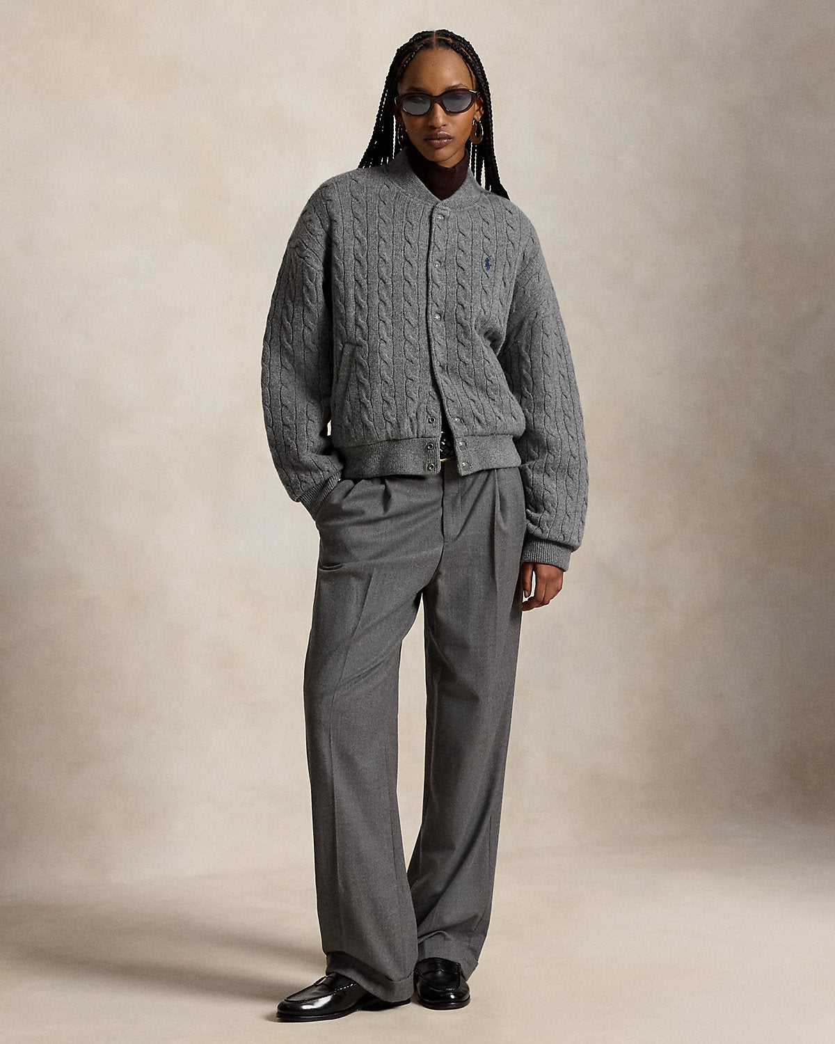 Cable-Knit Wool-Cashmere Snapped Jacket