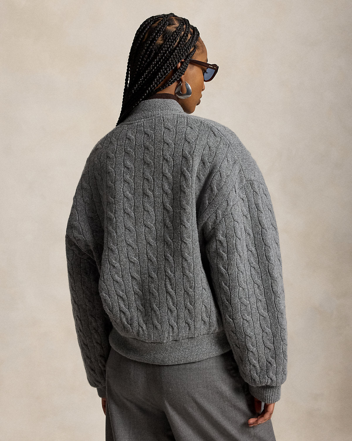 Cable-Knit Wool-Cashmere Snapped Jacket