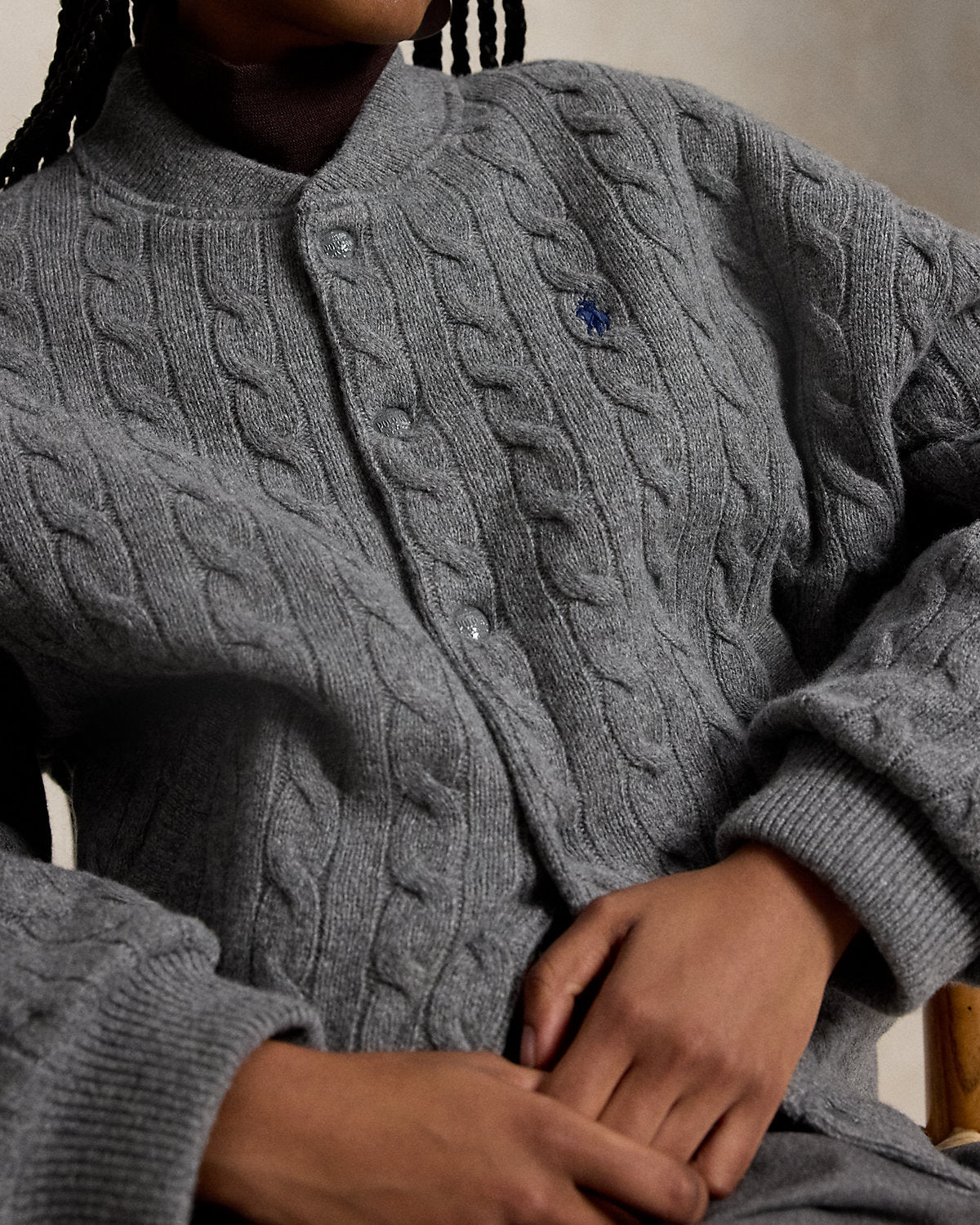 Cable-Knit Wool-Cashmere Snapped Jacket