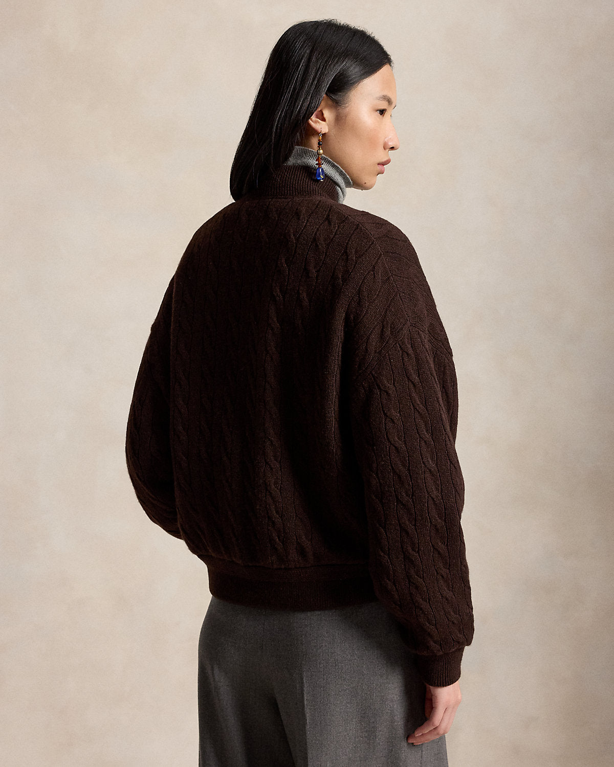 Cable-Knit Wool-Cashmere Snapped Jacket