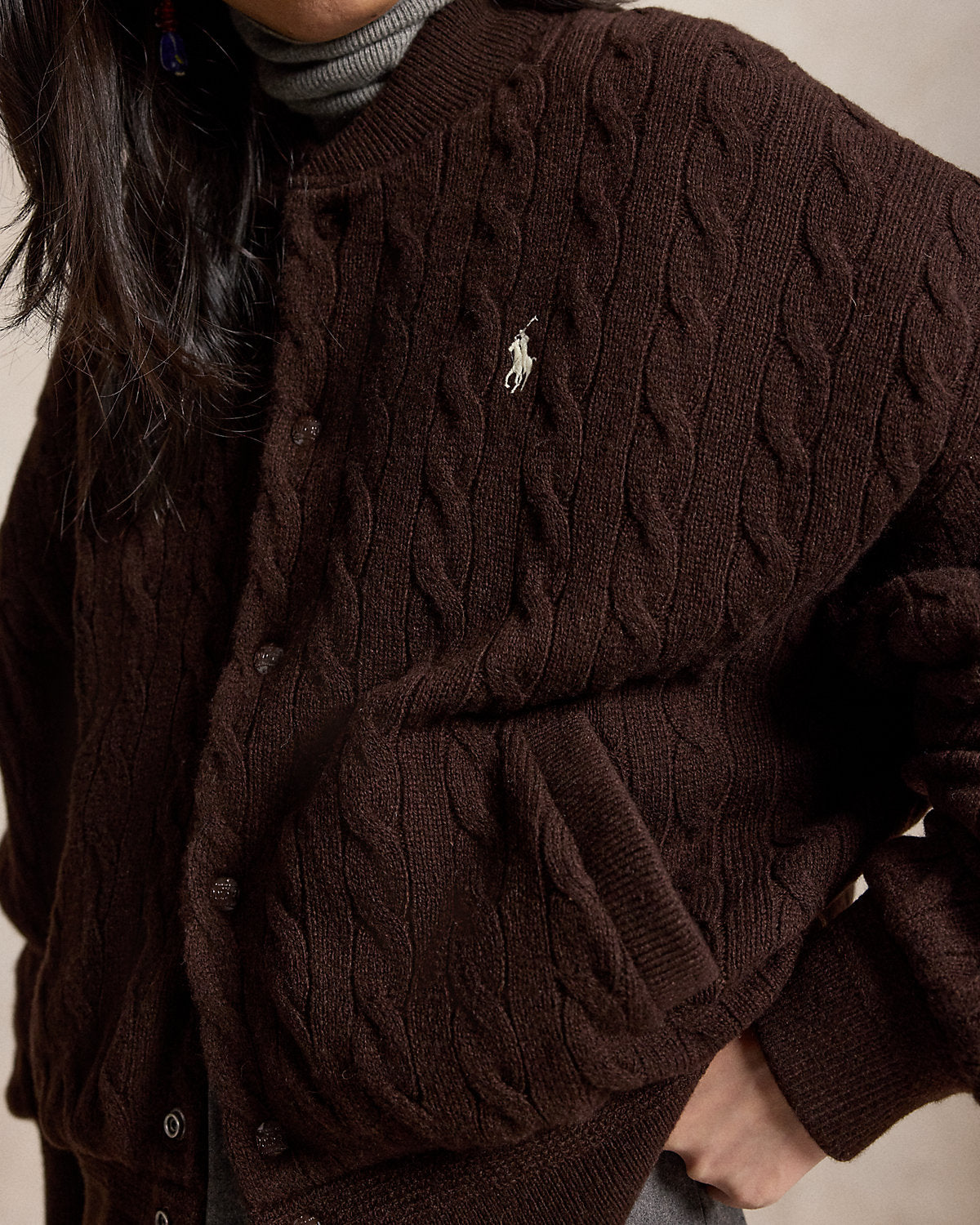 Cable-Knit Wool-Cashmere Snapped Jacket