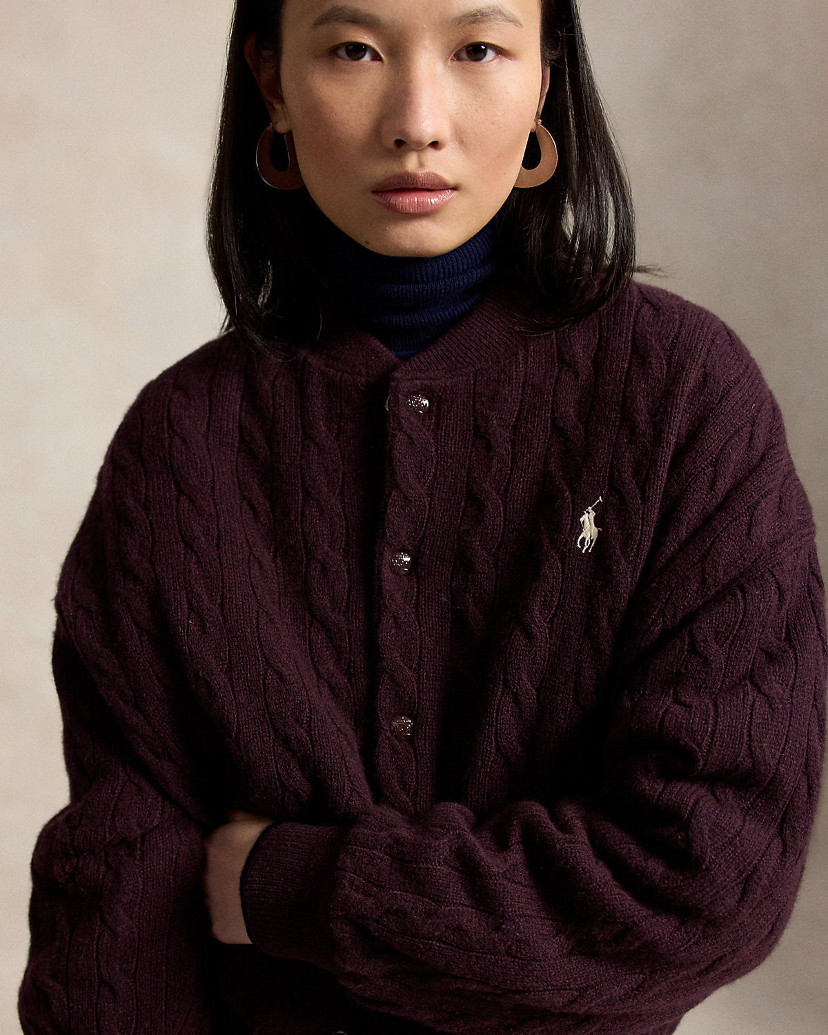 Cable-Knit Wool-Cashmere Snapped Jacket