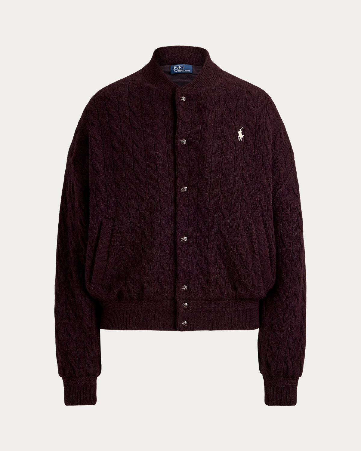 Cable-Knit Wool-Cashmere Snapped Jacket