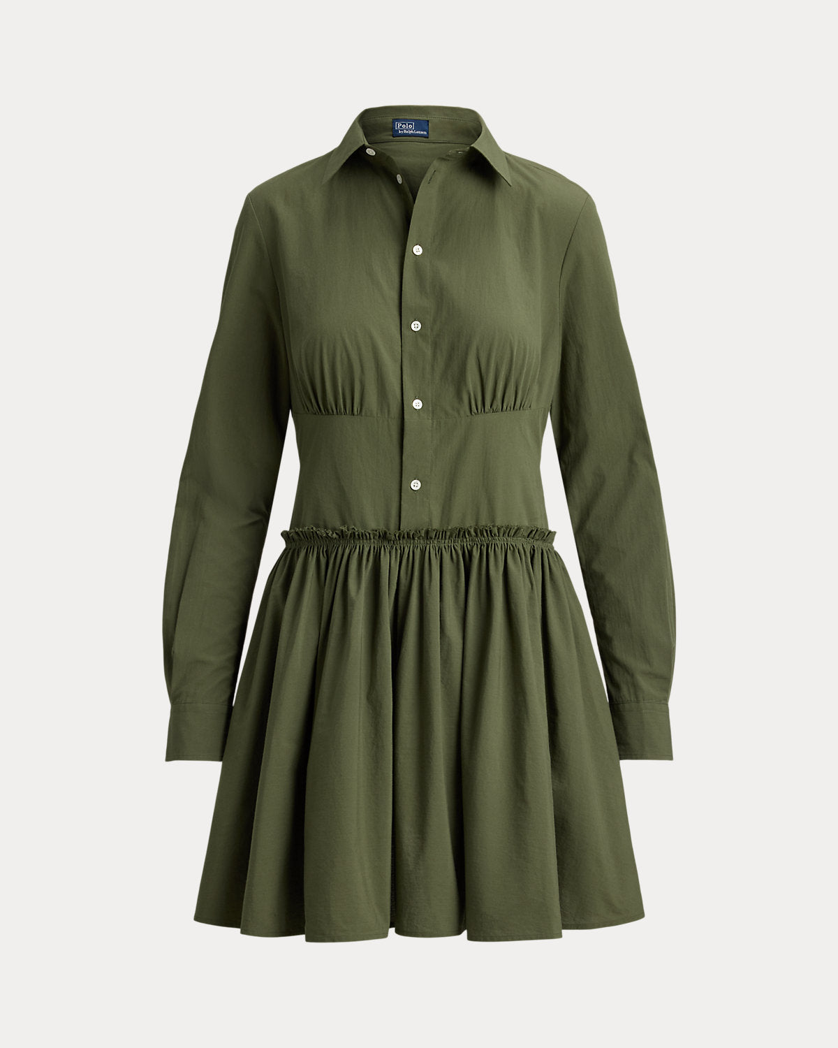 Paneled Cotton Canvas Mini Shirtdress