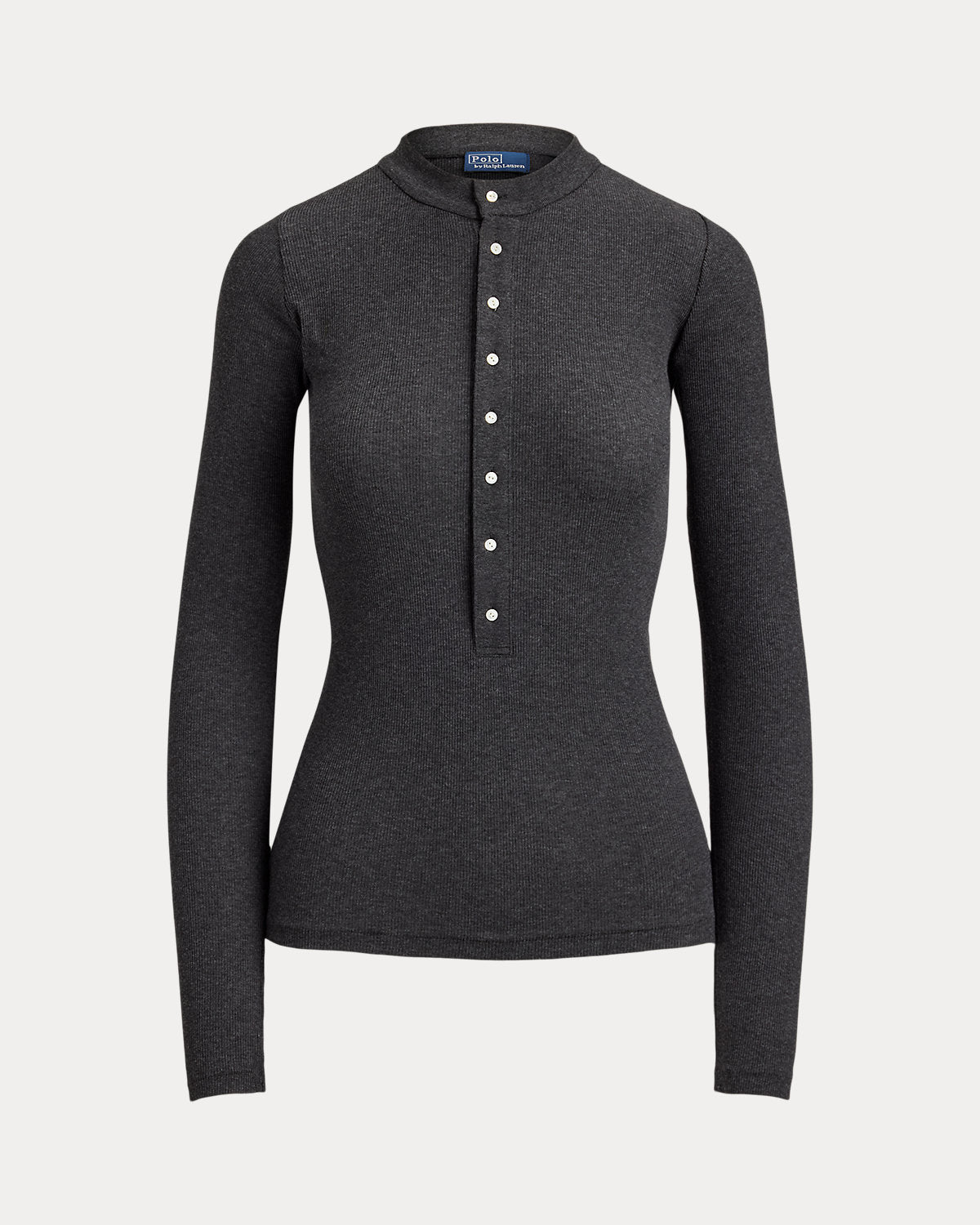 Ribbed Crepe Henley Shirt