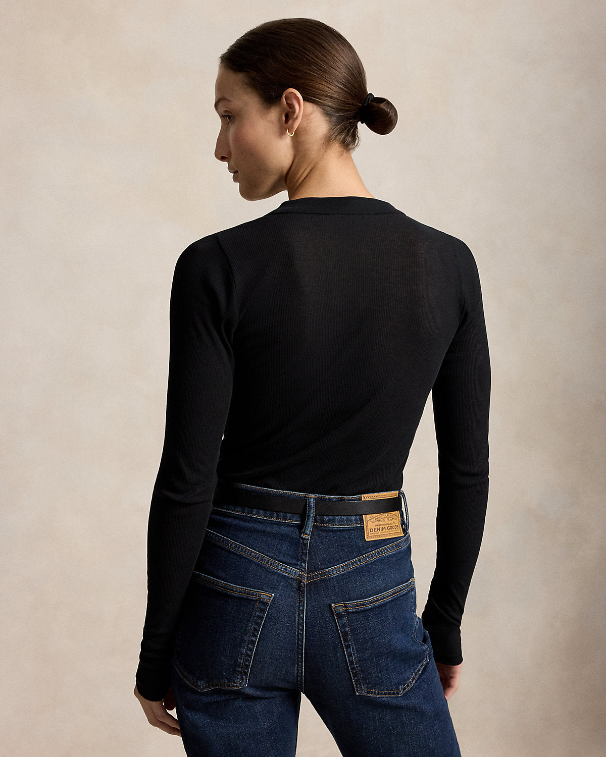 Ribbed Crepe Henley Shirt