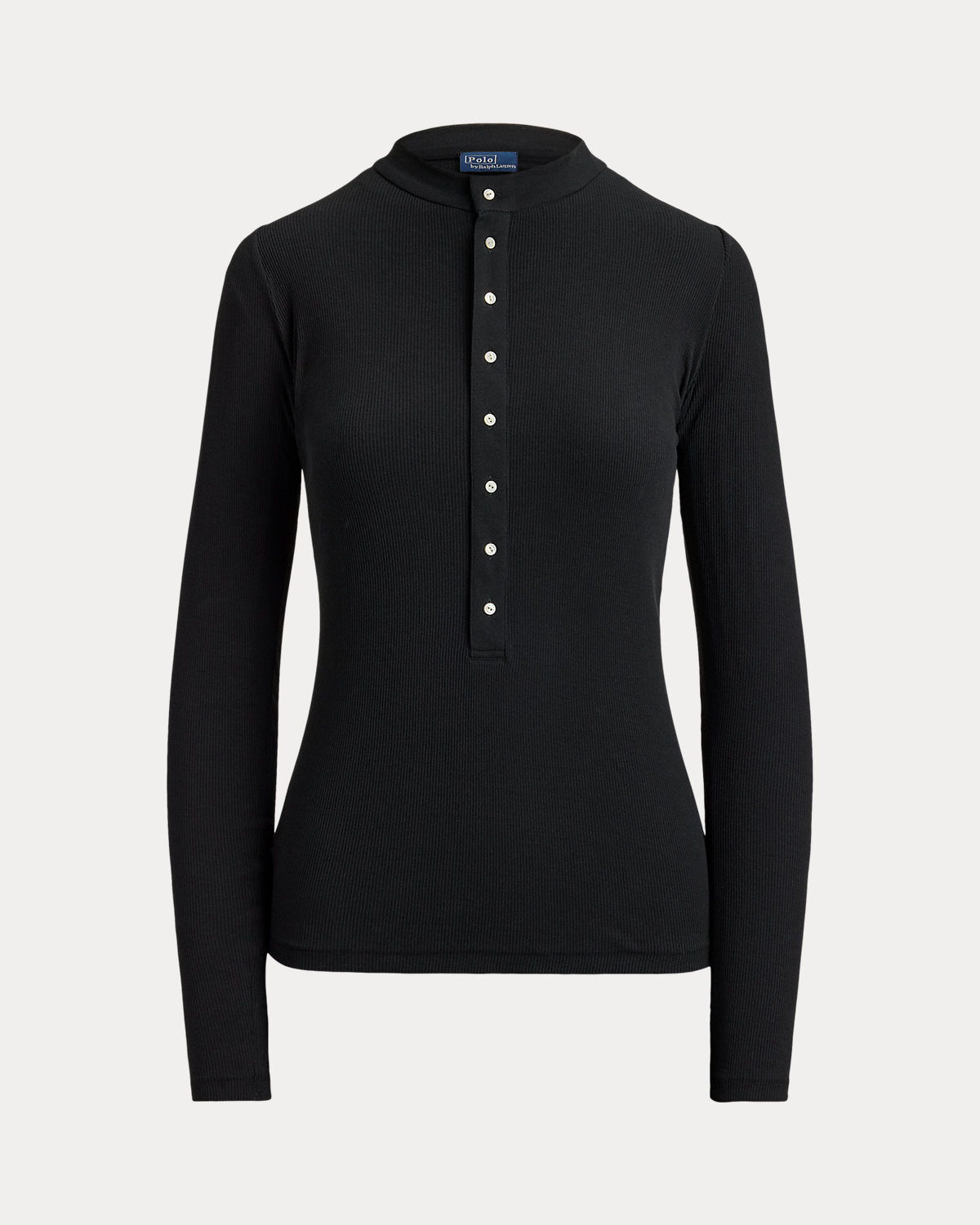Ribbed Crepe Henley Shirt