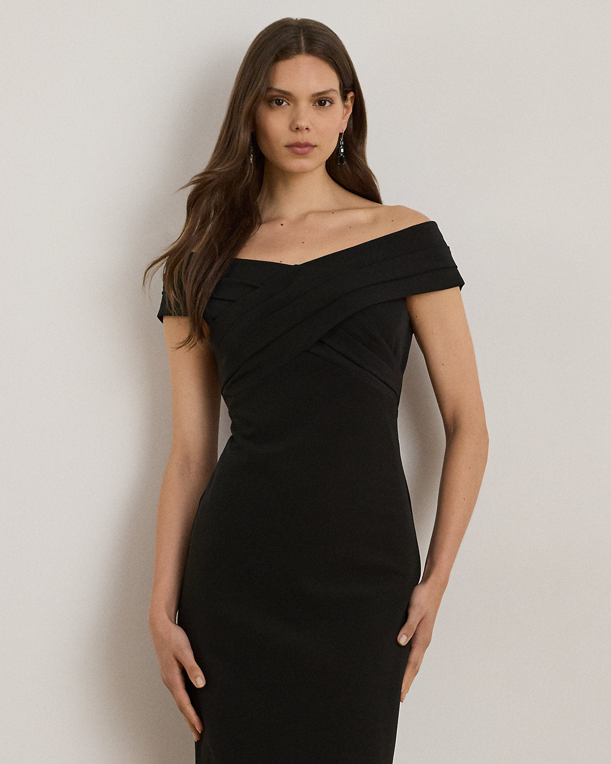 Crepe Off-the-Shoulder Cocktail Dress