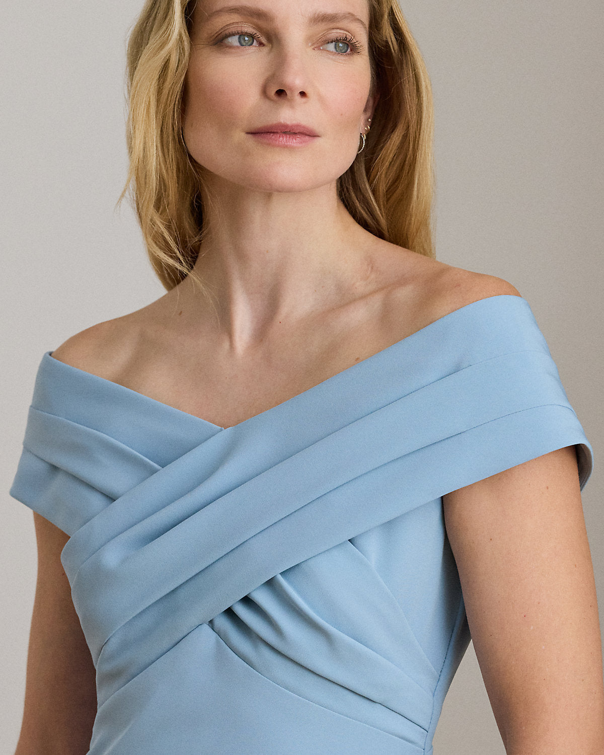 Crepe Off-the-Shoulder Gown