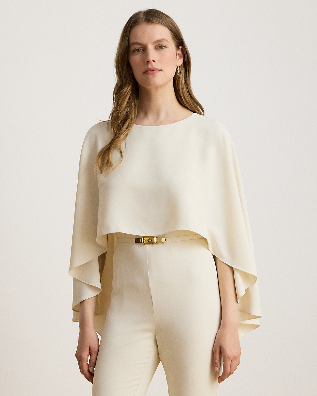 Belted Cape Georgette Jumpsuit