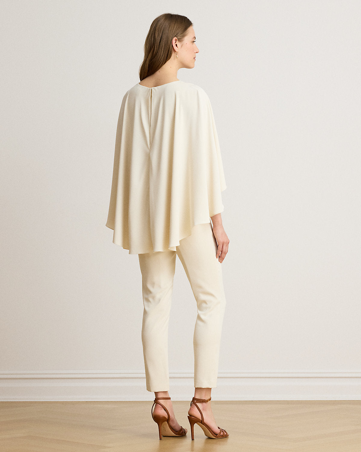 Belted Cape Georgette Jumpsuit
