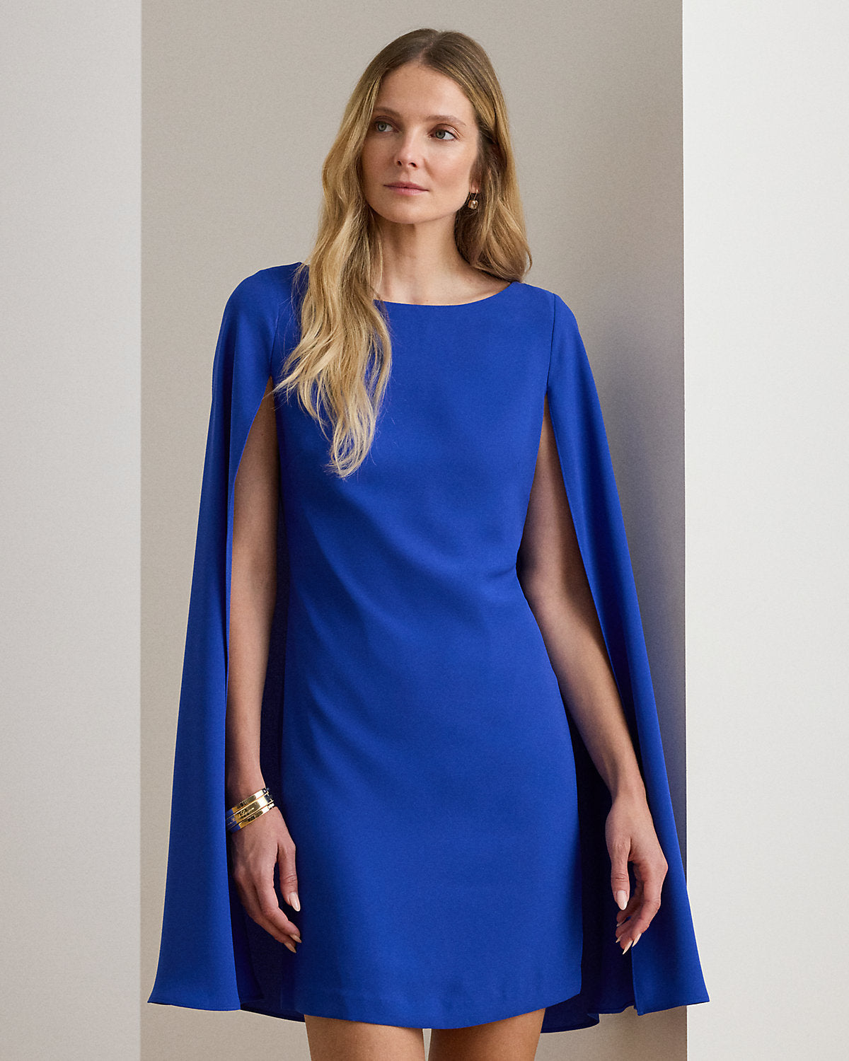 Cape Georgette Cocktail Dress