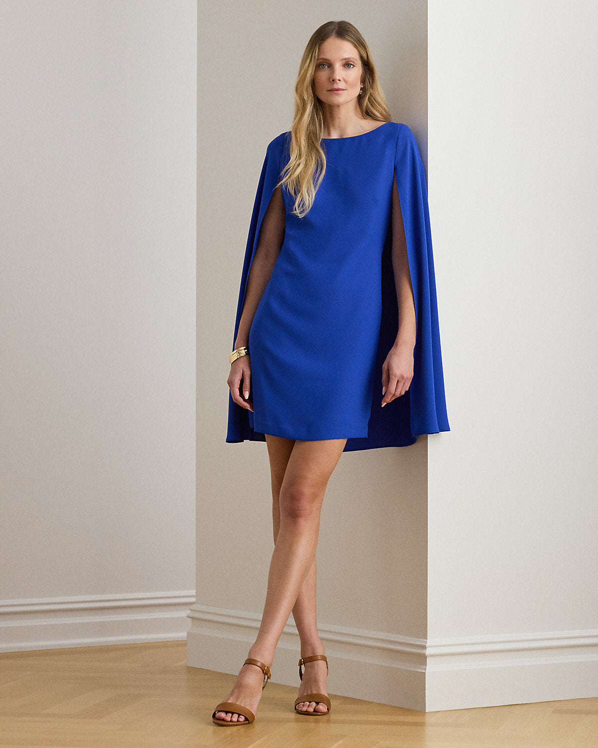 Cape Georgette Cocktail Dress