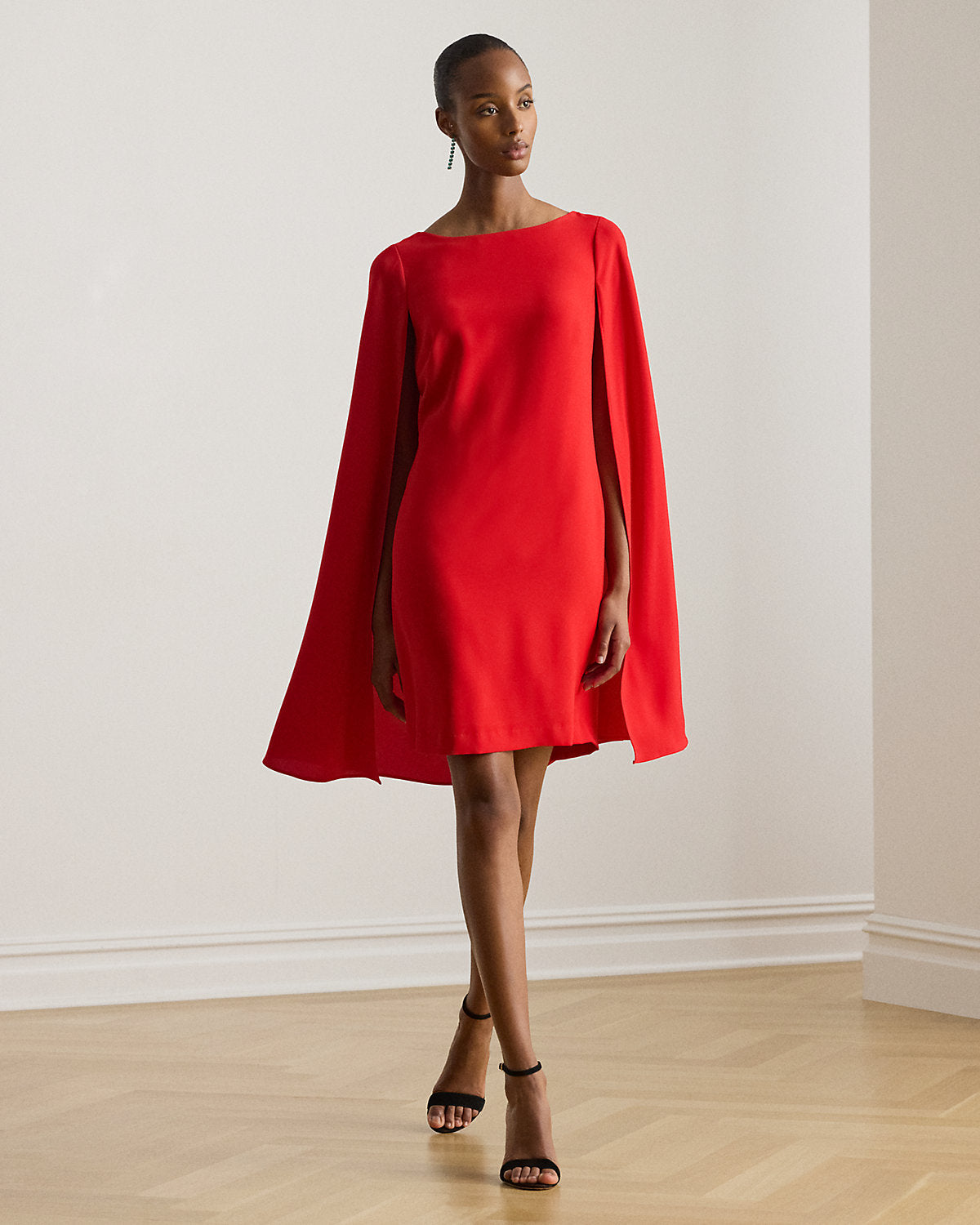Cape Georgette Cocktail Dress