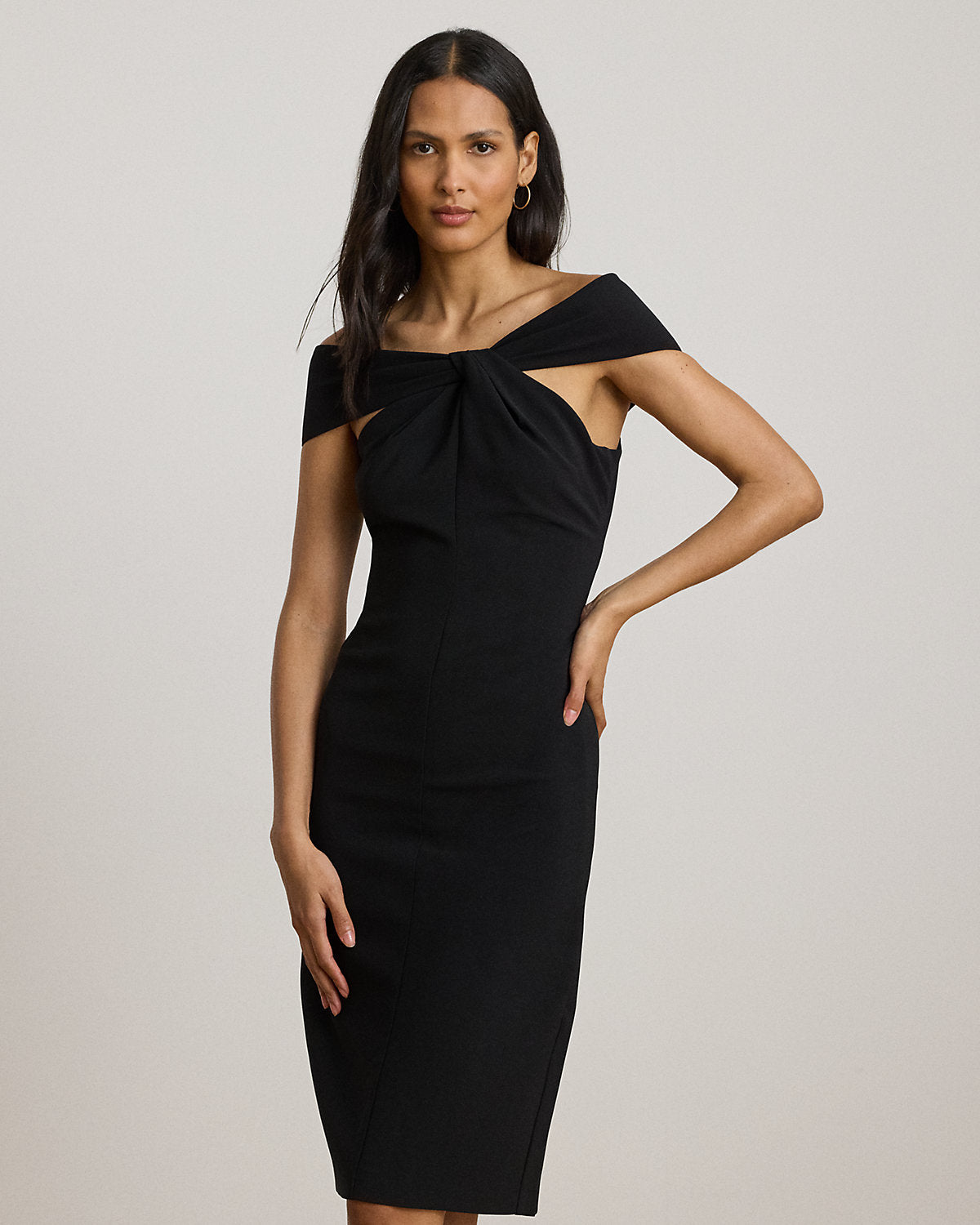 Twist-Front Crepe Cocktail Dress