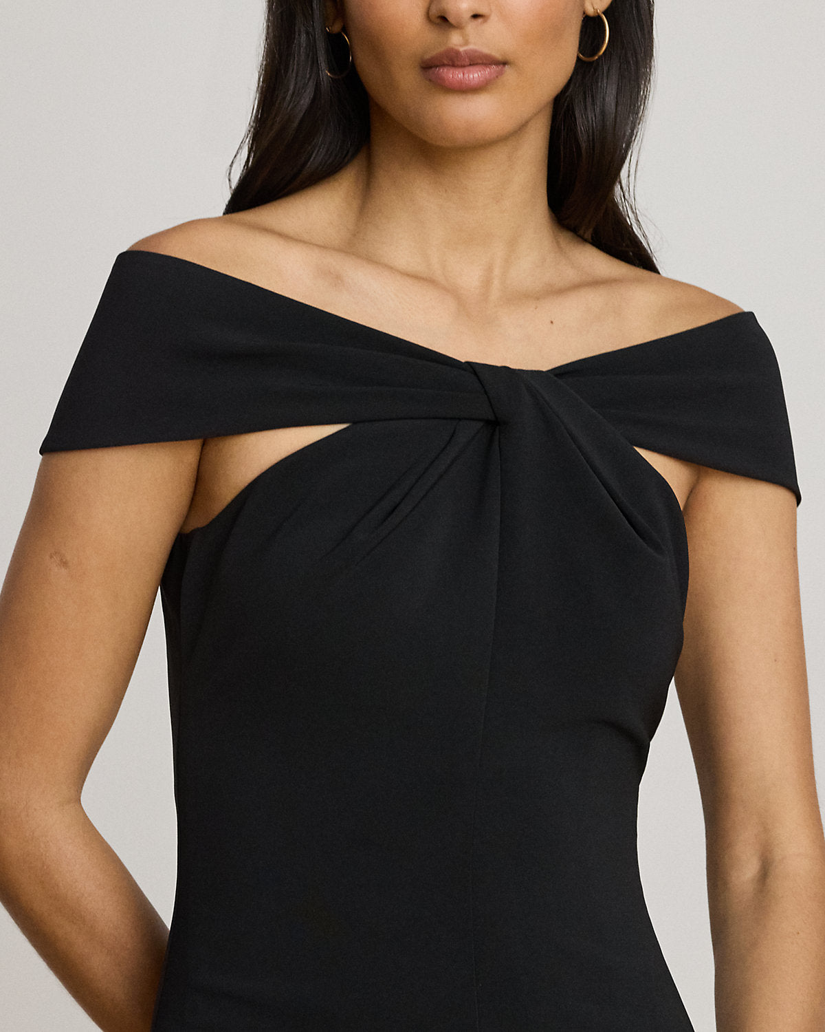 Twist-Front Crepe Cocktail Dress