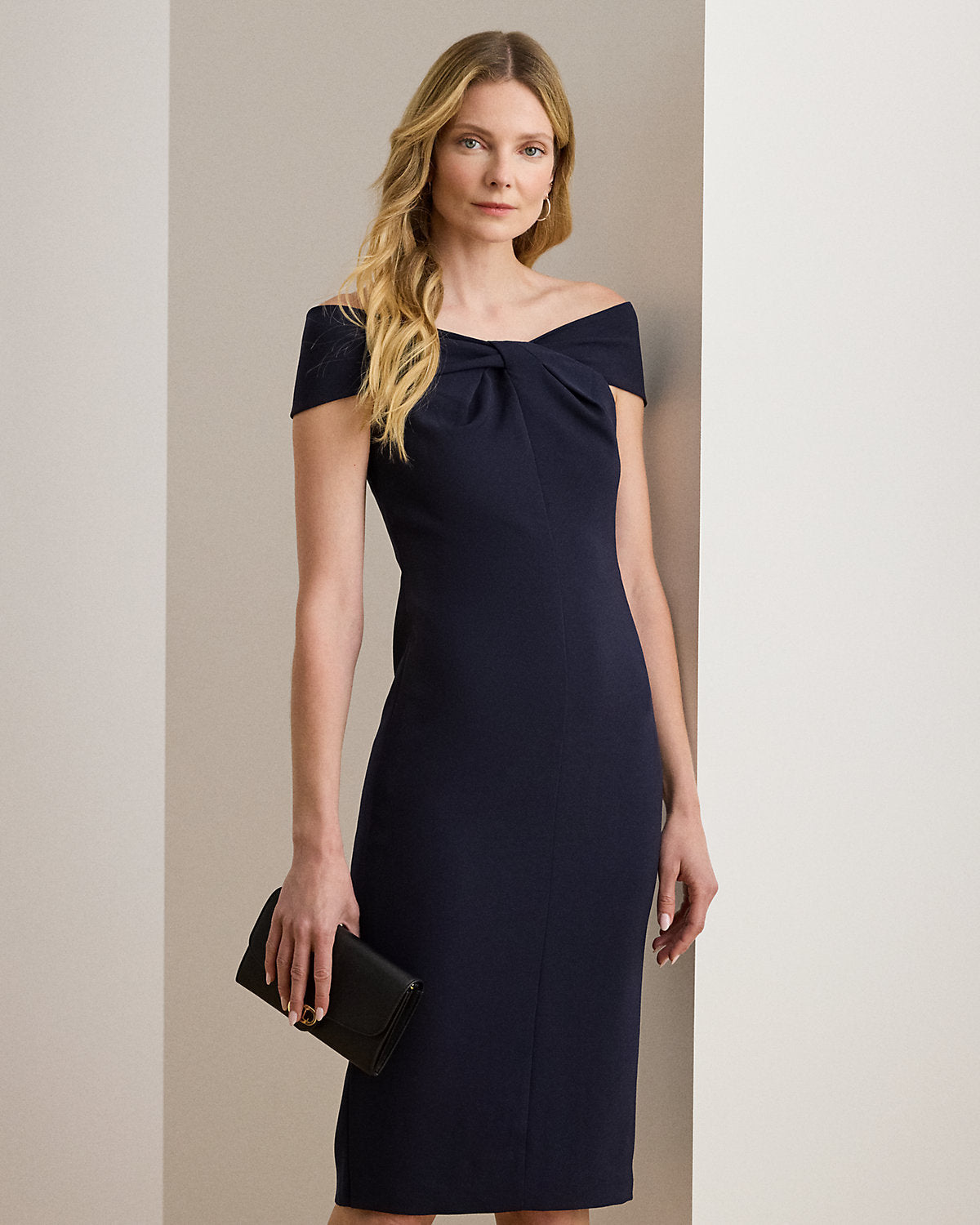 Twist-Front Crepe Cocktail Dress
