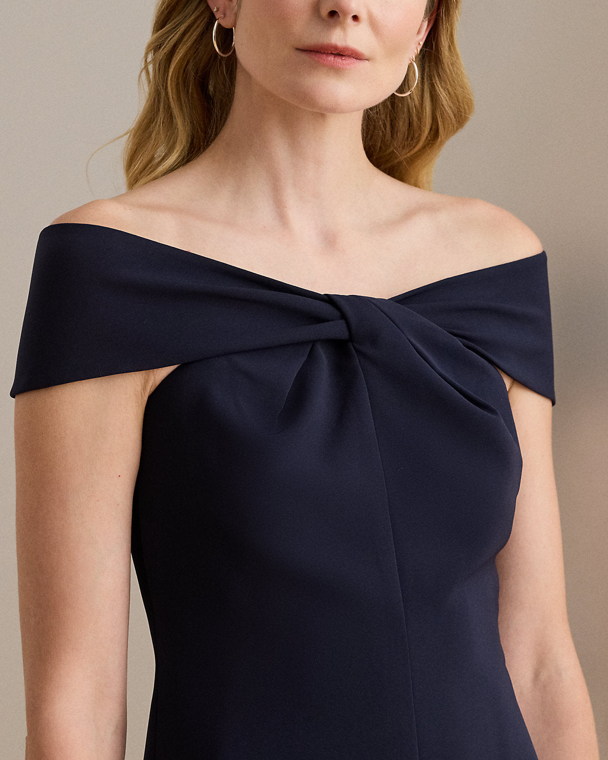 Twist-Front Crepe Cocktail Dress