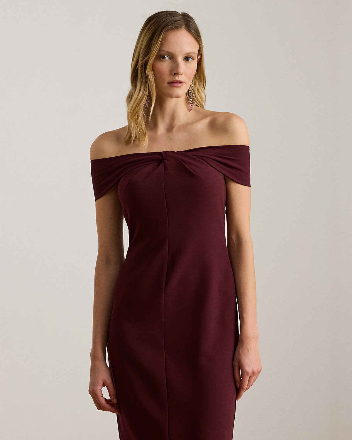 Twist-Front Crepe Cocktail Dress