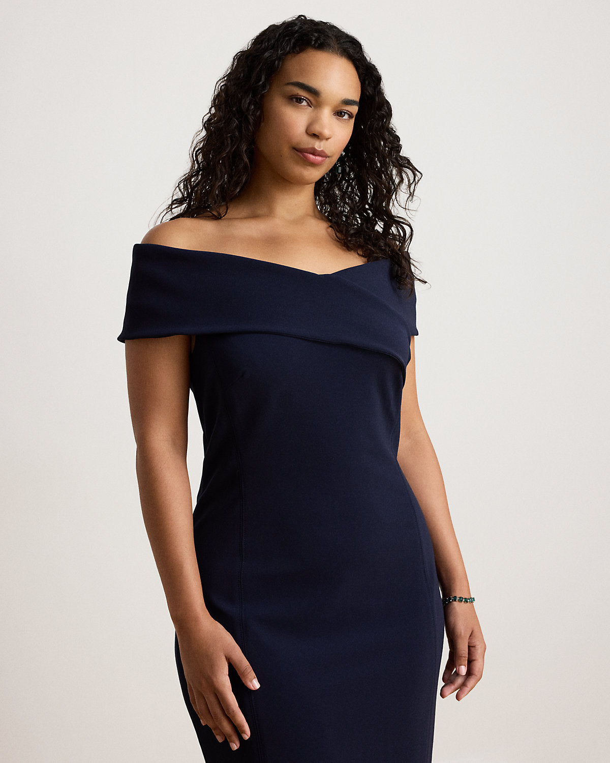 Faille Off-the-Shoulder Cocktail Dress