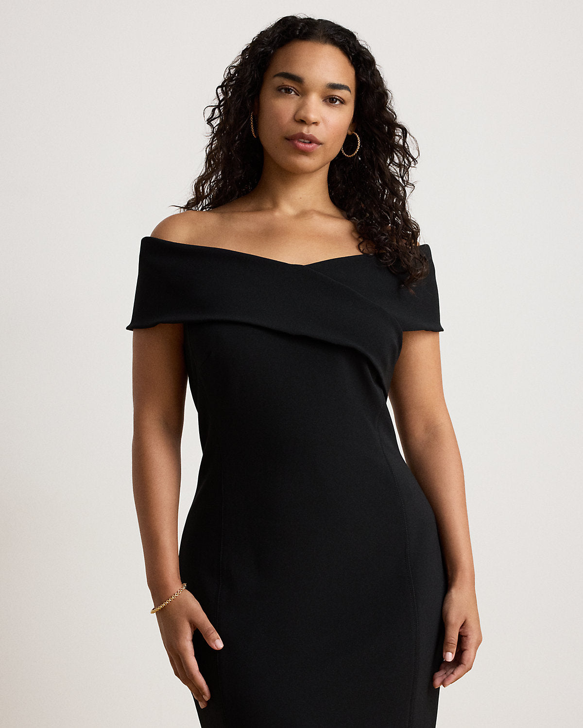 Faille Off-the-Shoulder Cocktail Dress